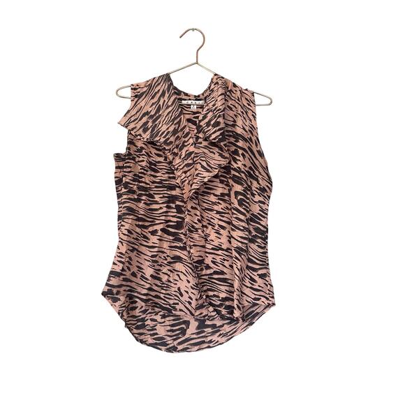 CAbi Tops - Cabi silk animal print ruffle front blouse size medium